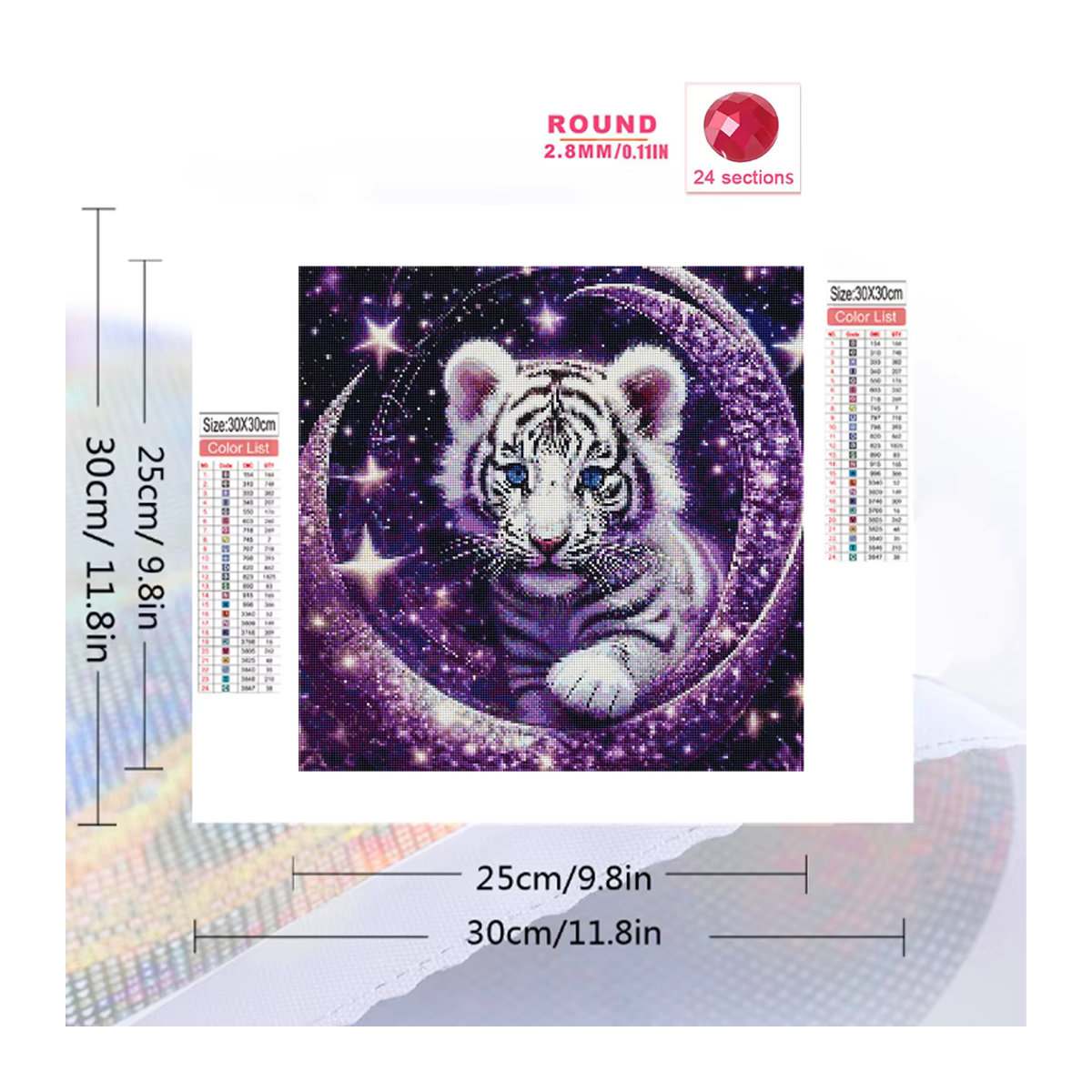 EverShine Diamant-Gemälde Tiger als modernes Diamant-Mosaik in Mehrfarbig zur Wandmontage - Bild 2