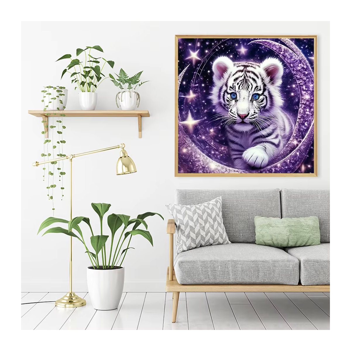 EverShine Diamant-Gemälde Tiger als modernes Diamant-Mosaik in Mehrfarbig zur Wandmontage - Bild 3