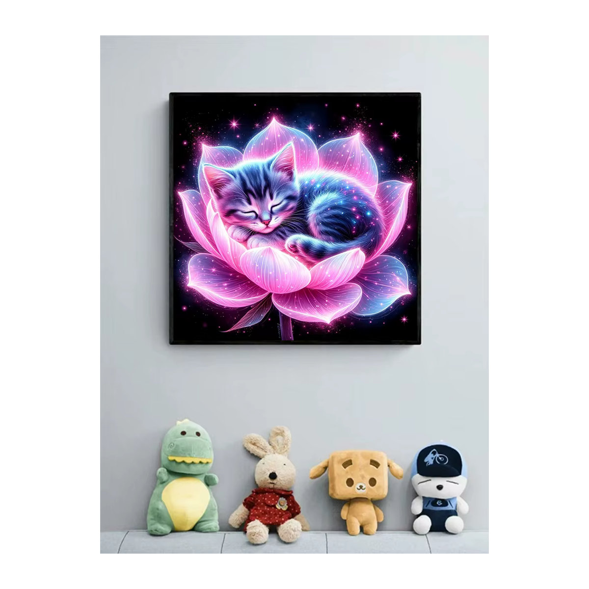 EverShine Diamant-Malerei Kätzchen mit Lotusblüten DIY 5D Mosaik Set mit quadratischen Steinen in Mehrfarbig zur Wandmontage - Bild 4