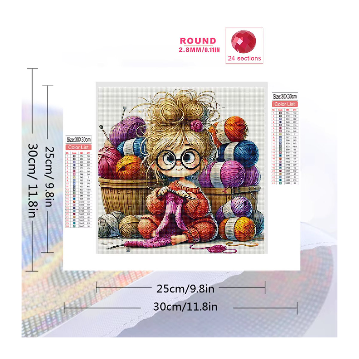 EverShine Diamant-Mosaik DIY Bastelset mit Cartoon-Mädchen Motiv in Mehrfarbig und Rund-Steinen - Bild 2