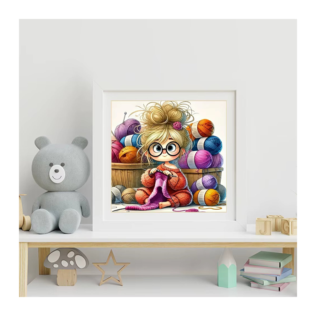 EverShine Diamant-Mosaik DIY Bastelset mit Cartoon-Mädchen Motiv in Mehrfarbig und Rund-Steinen - Bild 3