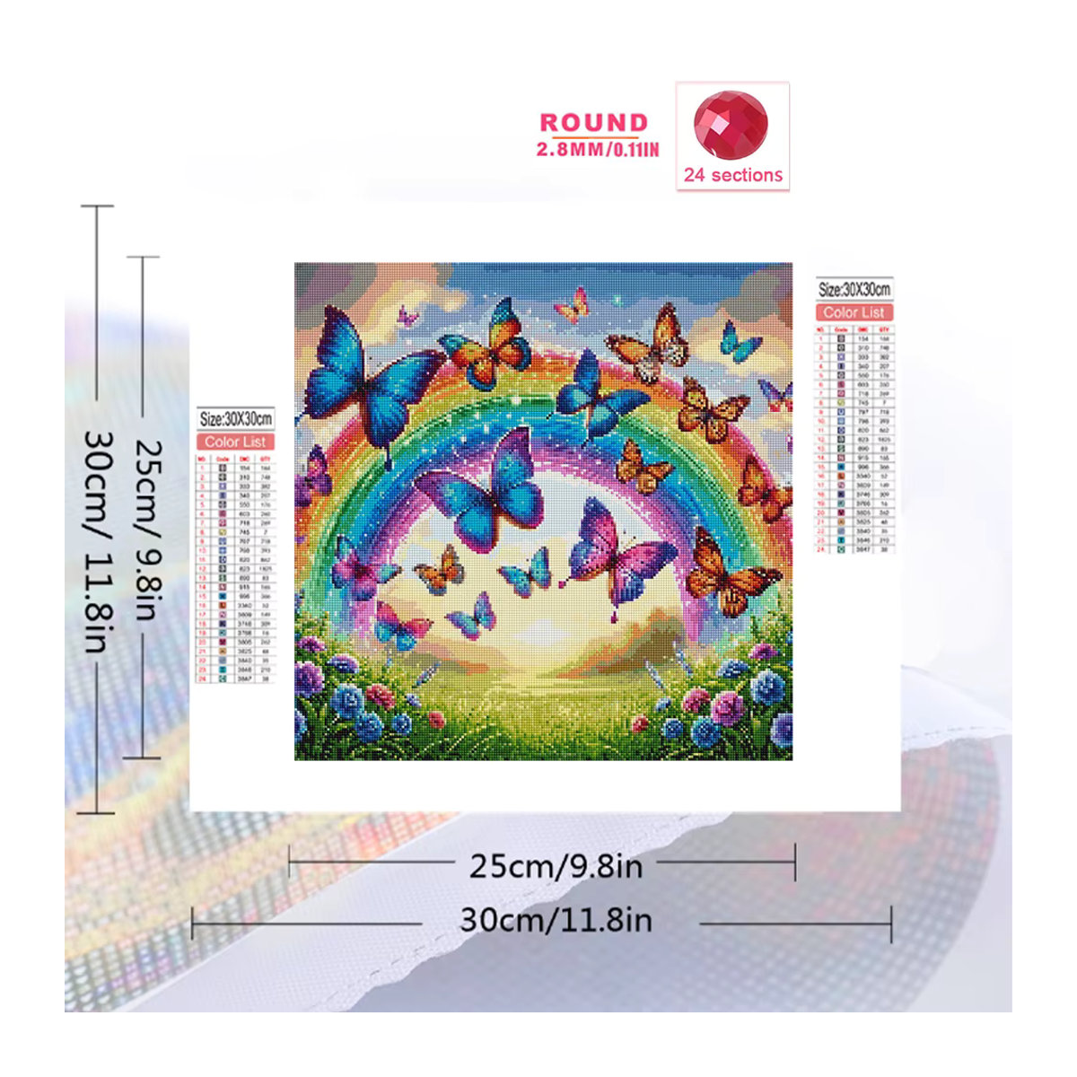 Evershine Diamant-Mosaik DIY Stickerei Set mit Schmetterling und Regenbogen Landschaft in Mehrfarbig - Bild 2