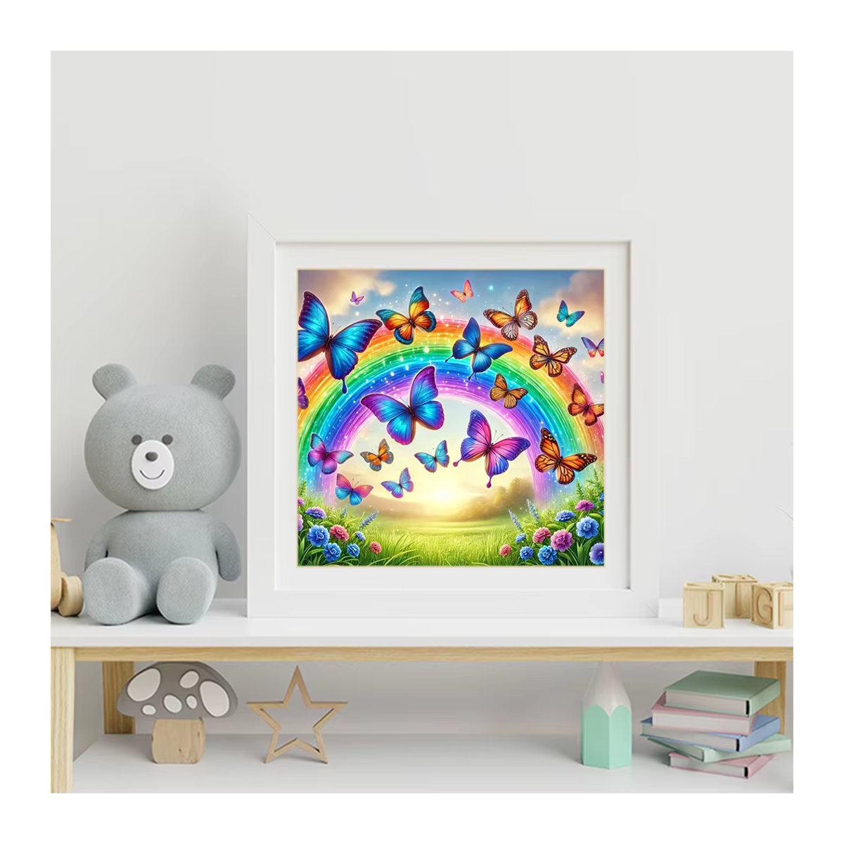 Evershine Diamant-Mosaik DIY Stickerei Set mit Schmetterling und Regenbogen Landschaft in Mehrfarbig - Bild 3