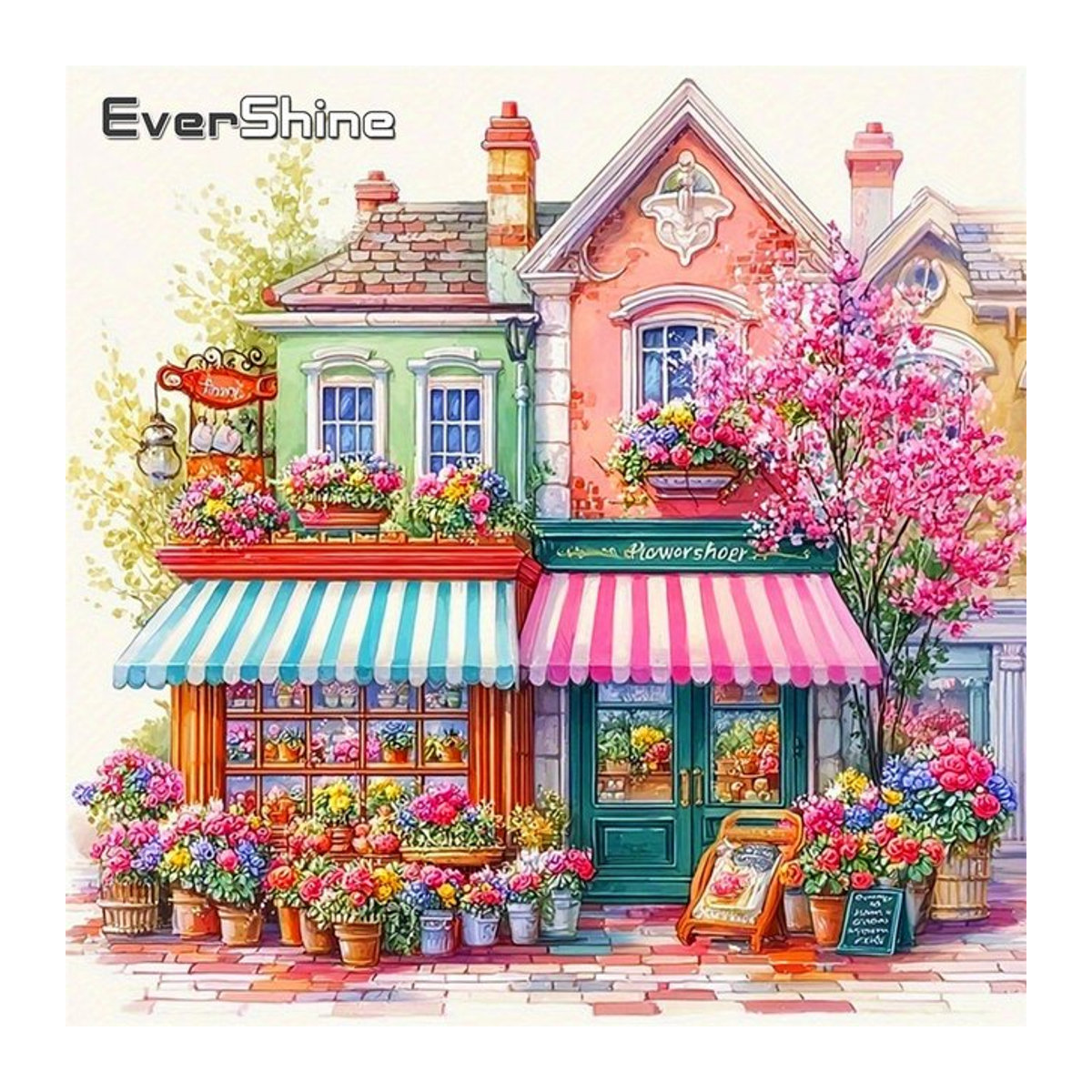 Evershine Diamant-Mosaik Malerei 5D Strass-Bild Straßenlandschaft mit Blumenhaus in Mehrfarbig - Bild 1