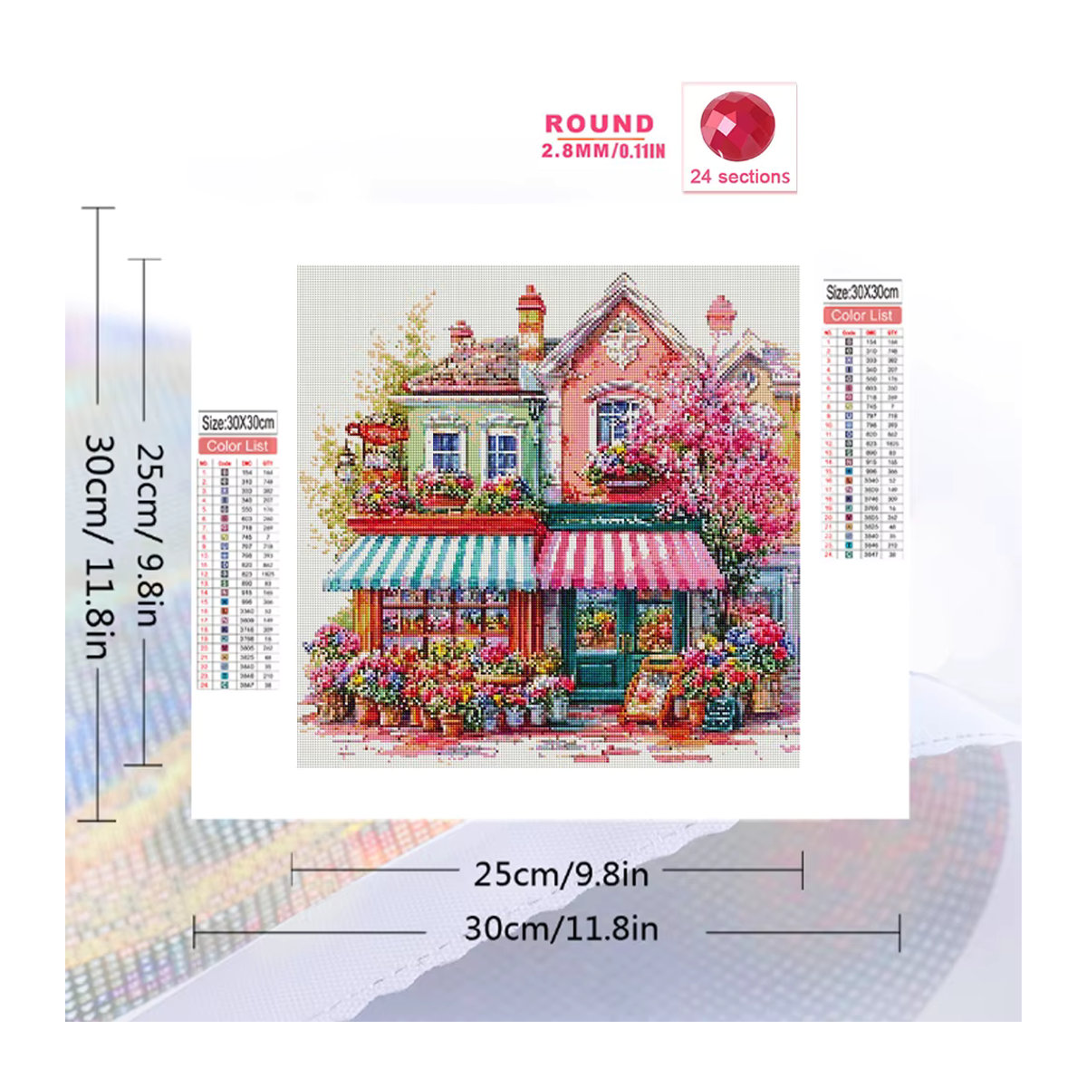 Evershine Diamant-Mosaik Malerei 5D Strass-Bild Straßenlandschaft mit Blumenhaus in Mehrfarbig - Bild 2