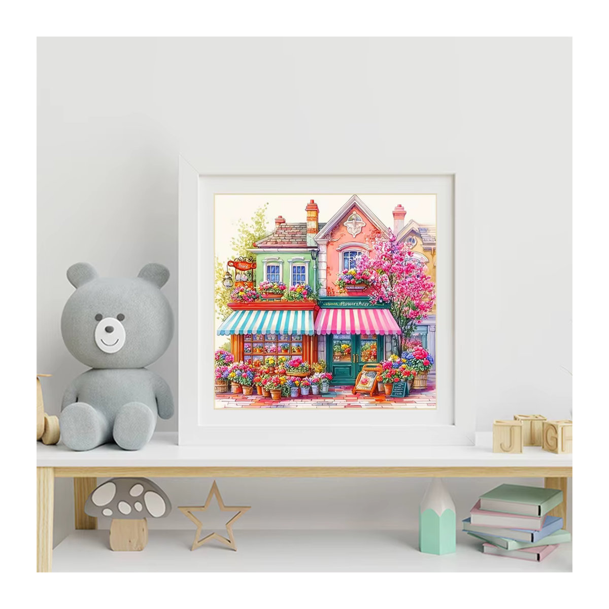 Evershine Diamant-Mosaik Malerei 5D Strass-Bild Straßenlandschaft mit Blumenhaus in Mehrfarbig - Bild 3