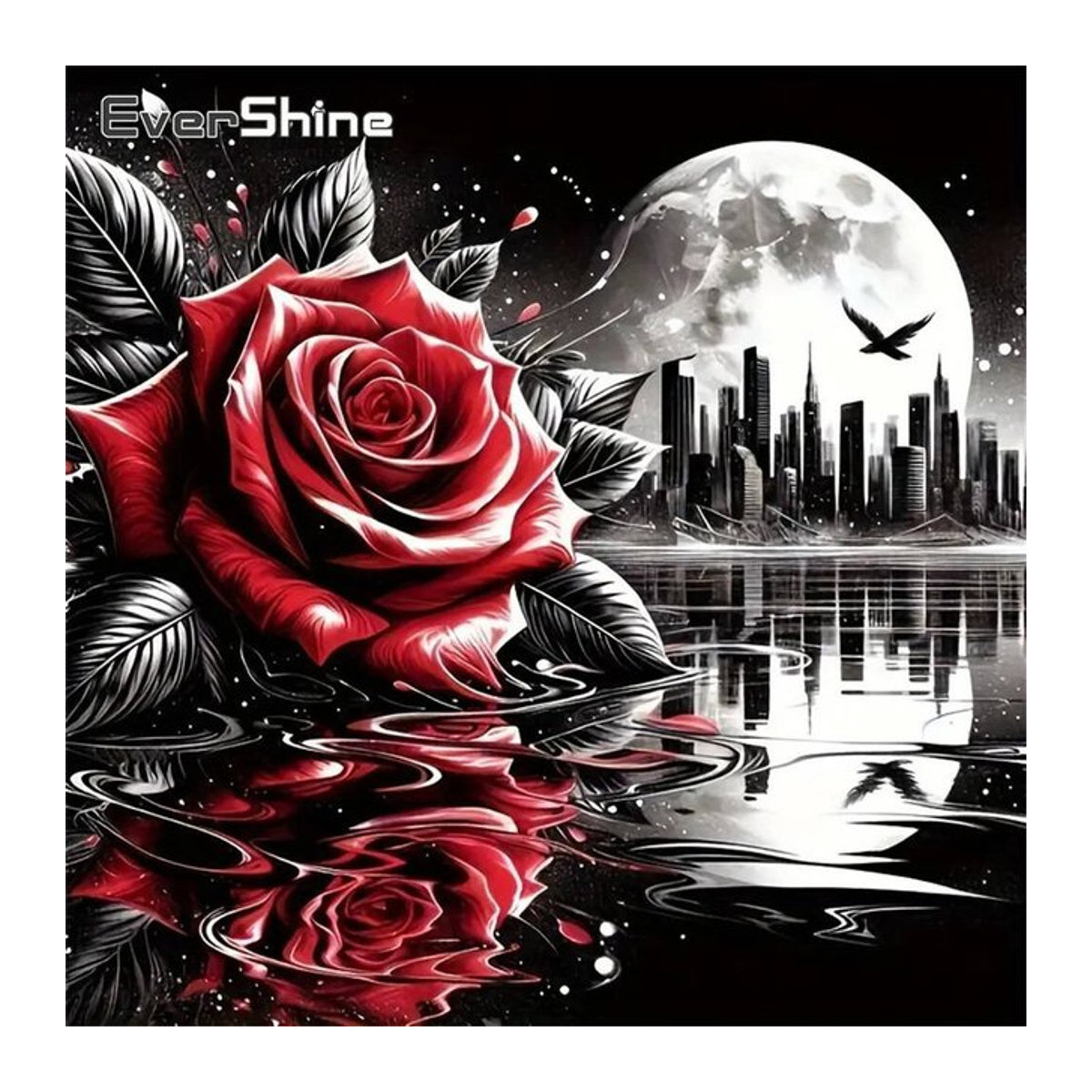 Evershine Diamant-Mosaik Rosenblume in Rot für Wandmontage als dekoratives Gemälde - Bild 1
