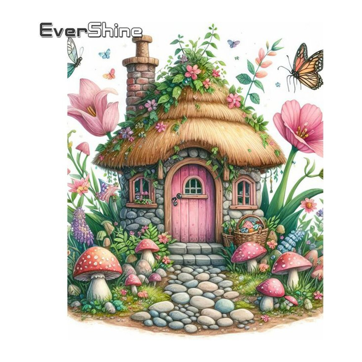 Evershine Diamant Mosaik Set Landhaus Motiv mit floralen Elementen, rund, mehrfarbig - Bild 1