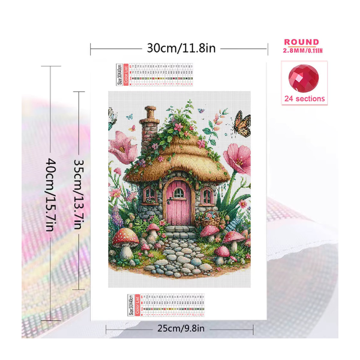 Evershine Diamant Mosaik Set Landhaus Motiv mit floralen Elementen, rund, mehrfarbig - Bild 2