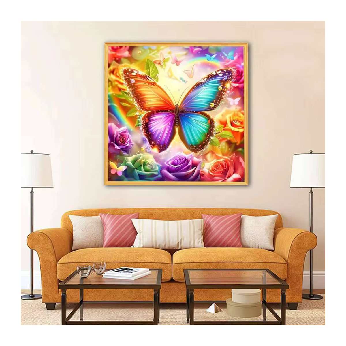 Evershine Diamant-Mosaik Set Schmetterling und Blumen als 5D-DIY-Kunsthandwerk in Mehrfarbig und Rund zur Wandmontage - Bild 3