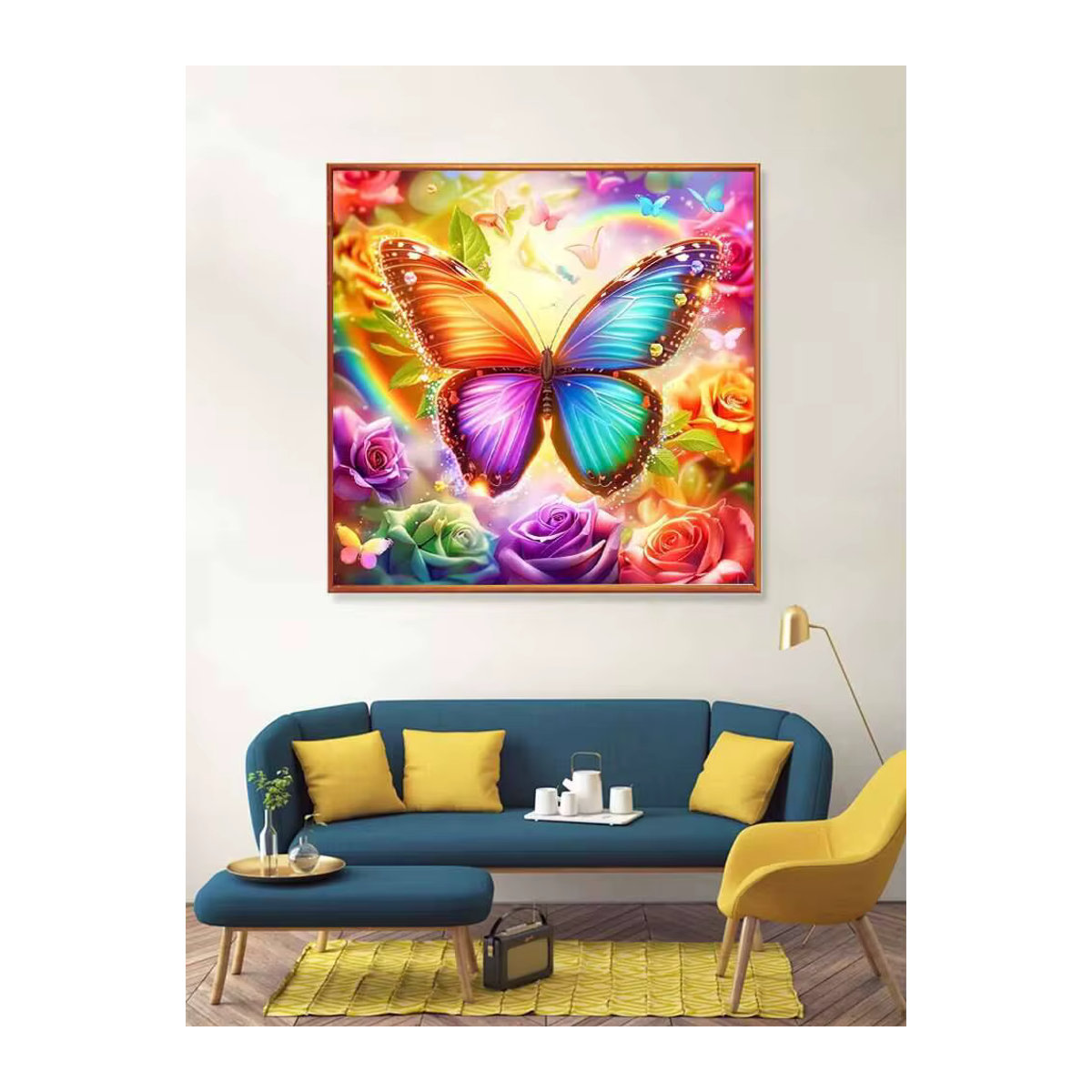 Evershine Diamant-Mosaik Set Schmetterling und Blumen als 5D-DIY-Kunsthandwerk in Mehrfarbig und Rund zur Wandmontage - Bild 4