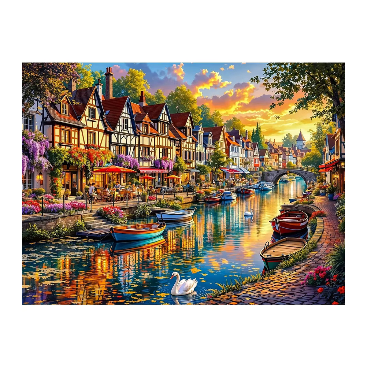 EverShine Diamant-Mosaik-Stickerei Landschaft mit Haus und Boot, mehrfarbig, Wanddekoration - Bild 5
