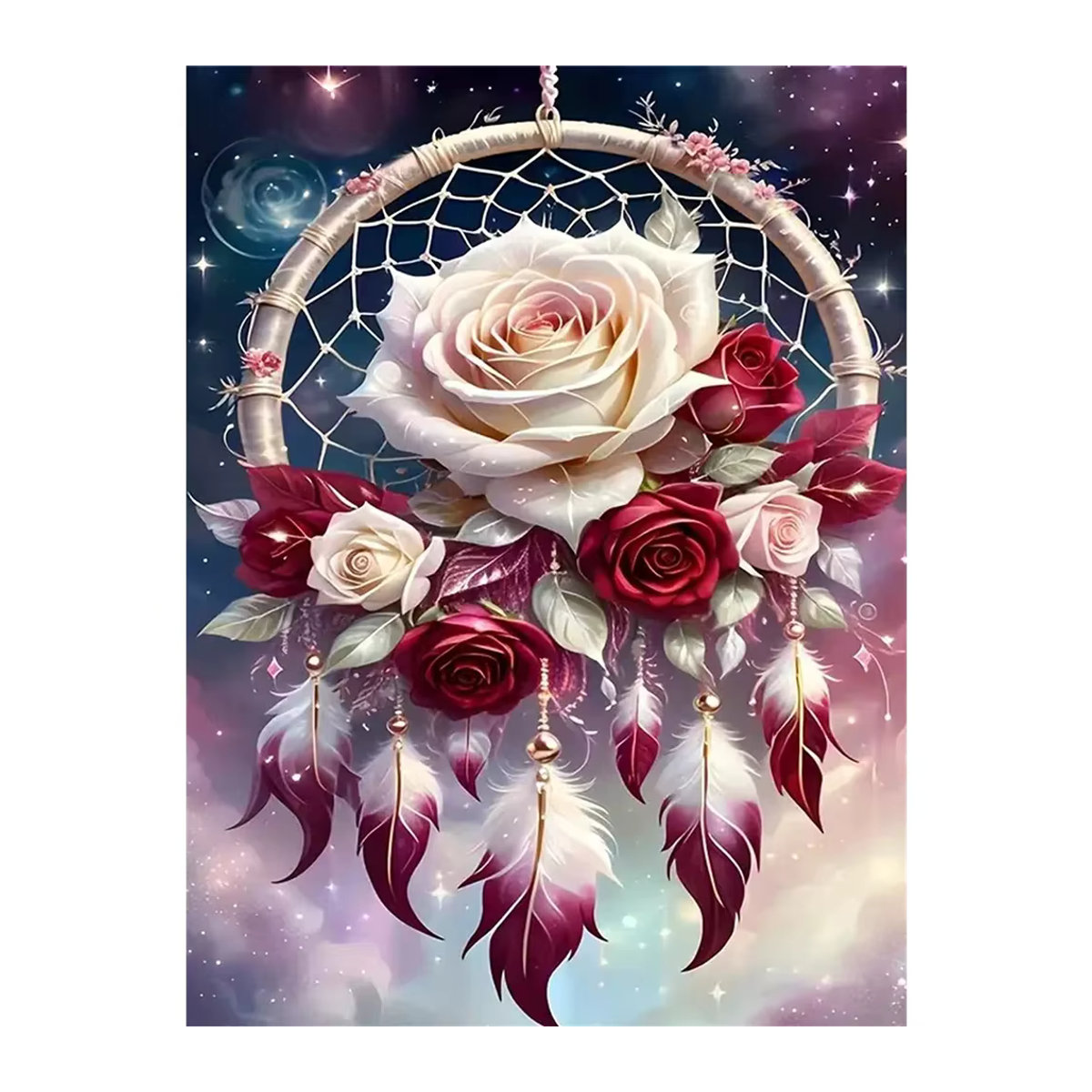 Evershine Diamant-Stickerei Blumenbild als Wandkunst im Bohemian-Stil, mehrfarbig, quadratisch, B/H: 30 x 20 cm - Bild 4