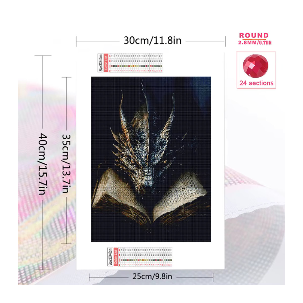 Evershine Diamant-Stickerei Drachen-DIY-Set mit Strass und Mosaik-Wandkunst in Mehrfarbig - Bild 2