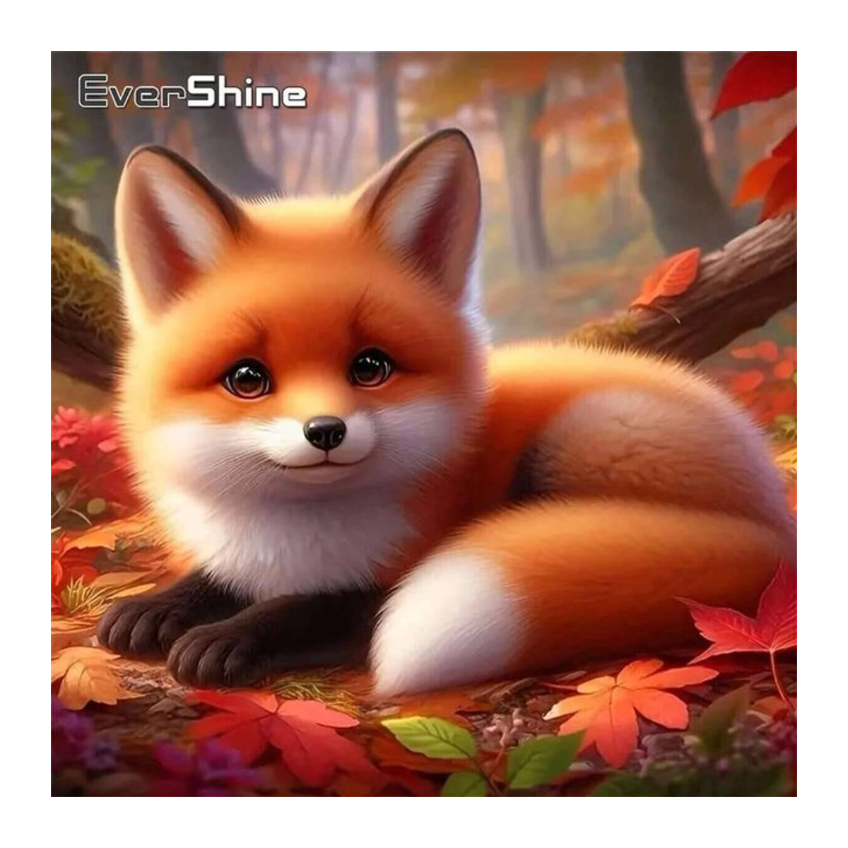 Evershine Diamant Stickerei Fuchs als Rundes Mosaik-Tierbild in Mehrfarbig für deine Wohnkultur - Bild 1