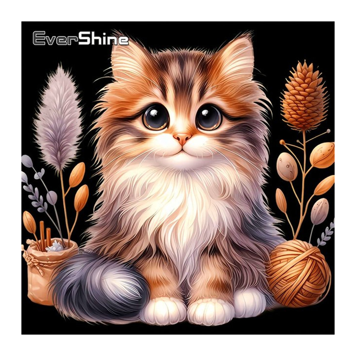 Evershine Diamant-Stickerei Katze als Strass-Mosaik, quadratisches Acryl-Gemälde in Mehrfarbig - Bild 1