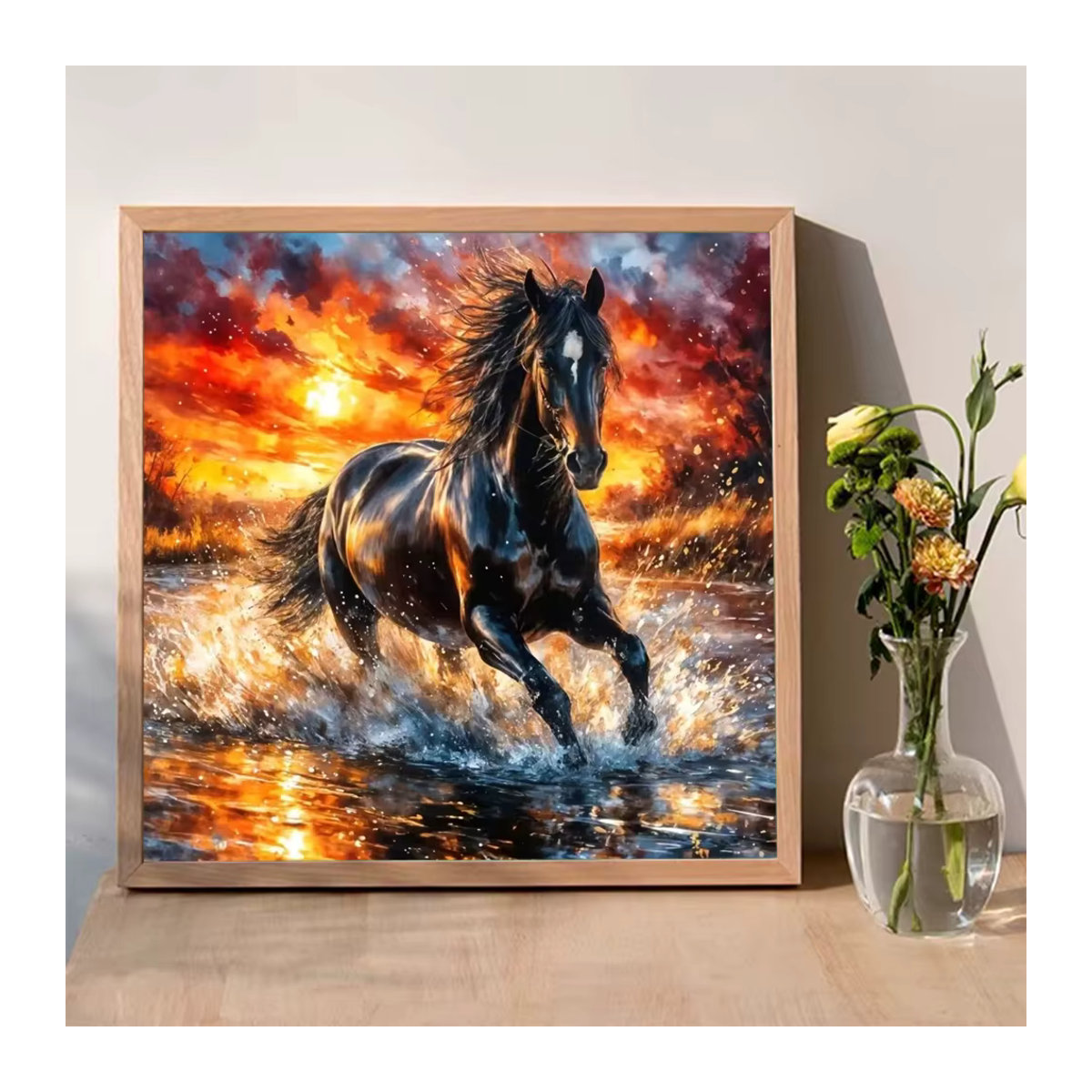 Evershine Diamant-Stickerei Pferd Mosaik-Set für Erwachsene in Mehrfarbig mit Holz-Elementen und rundem Design - Bild 3