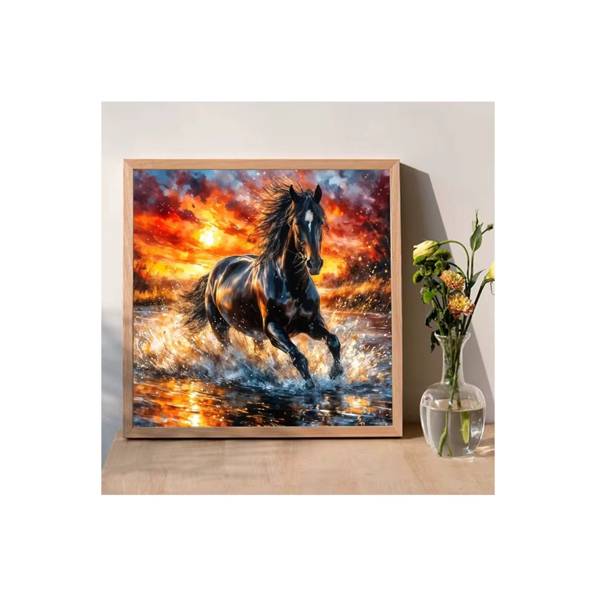 Evershine Diamant-Stickerei Pferd Mosaik-Set für Erwachsene in Mehrfarbig mit Holz-Elementen und rundem Design - Bild 4