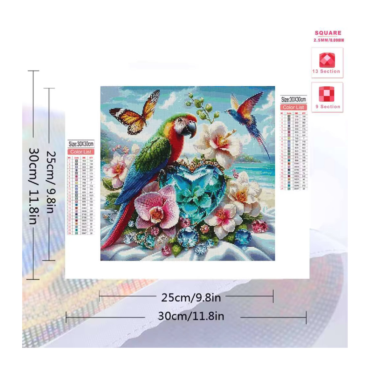 Evershine Diamant Stickerei Set Schmetterling und Blumen Mosaik Wanddekoration Mehrfarbig B/H: 20 x 20 cm - Bild 2