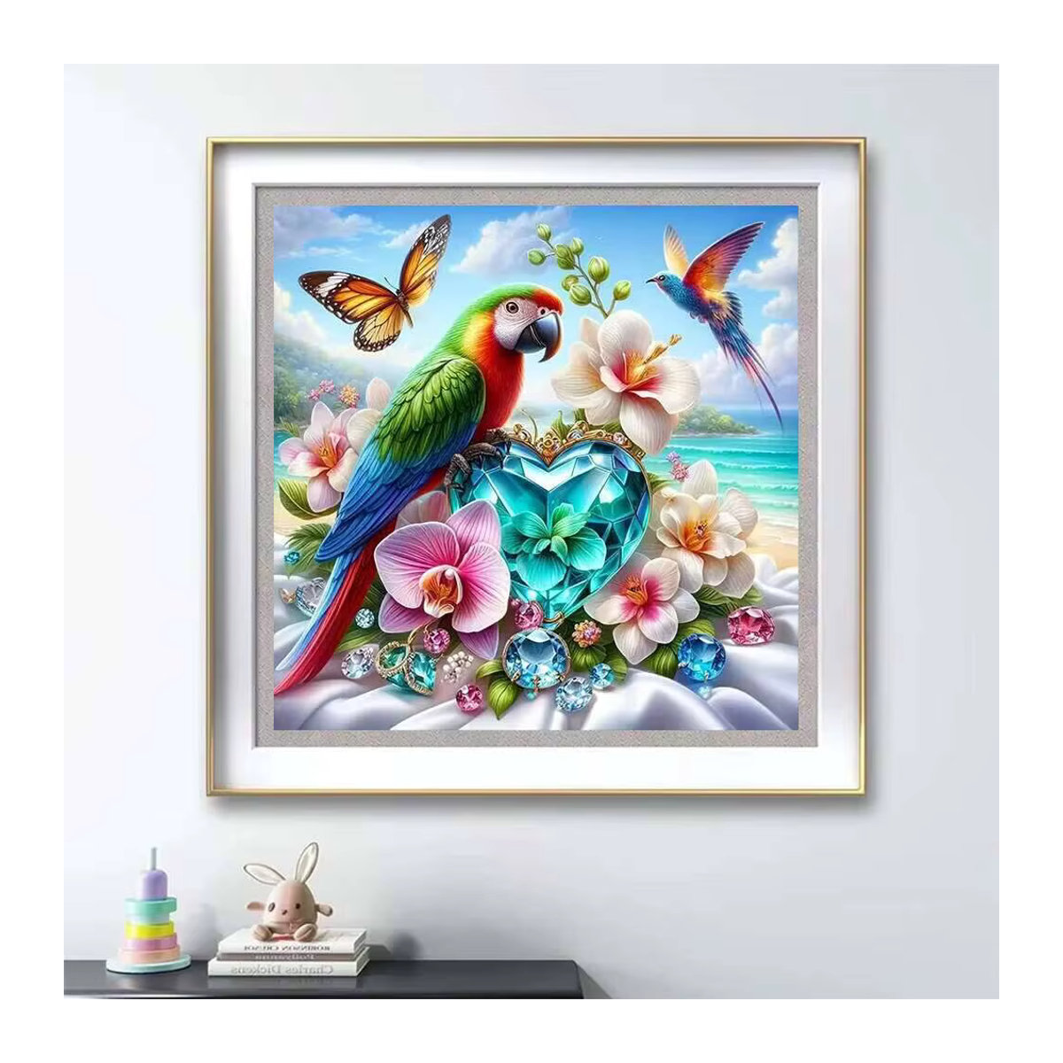Evershine Diamant Stickerei Set Schmetterling und Blumen Mosaik Wanddekoration Mehrfarbig B/H: 20 x 20 cm - Bild 3