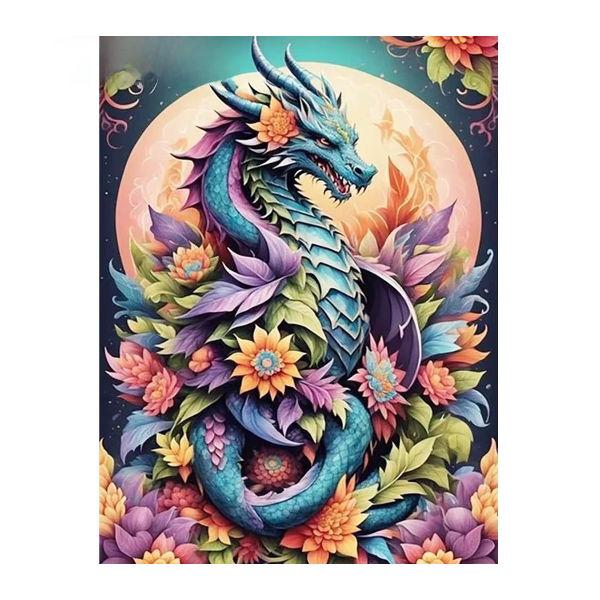 Evershine Diamantmalerei Drache und Blumen Mosaik Set, mehrfarbige Diamond Painting Stickerei zur Wandmontage - Bild 4