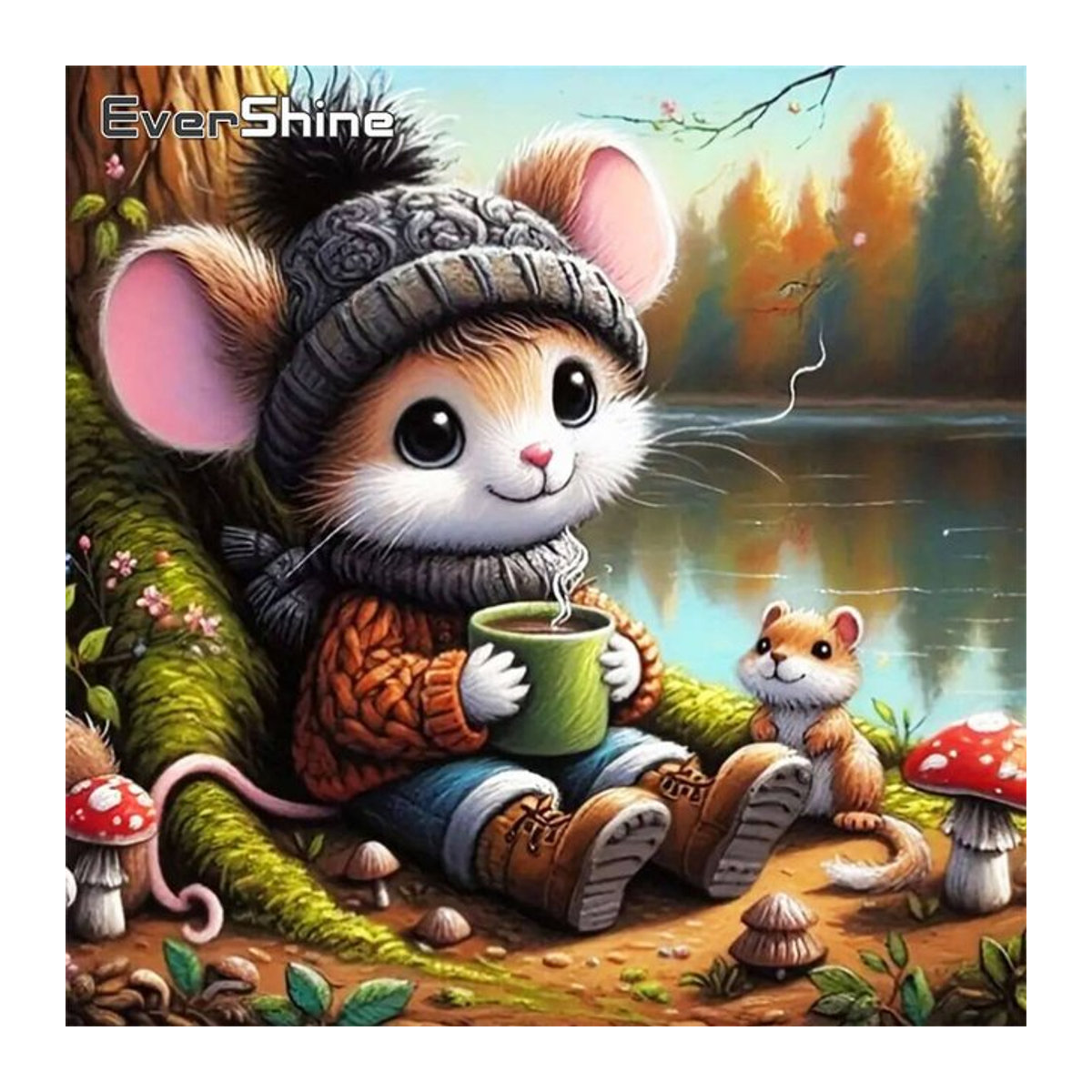 Evershine Diamantmalerei Eichhörnchen Motiv als Wandkunst im Herbst-Design, Mehrfarbig - Bild 1