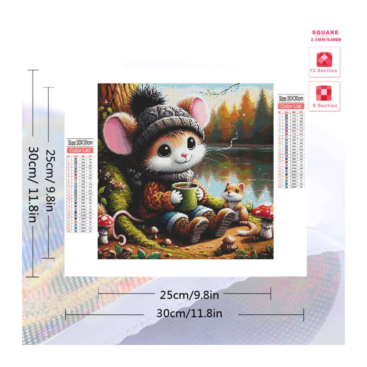 Evershine Diamantmalerei Eichhörnchen Motiv als Wandkunst im Herbst-Design, Mehrfarbig - Bild 2