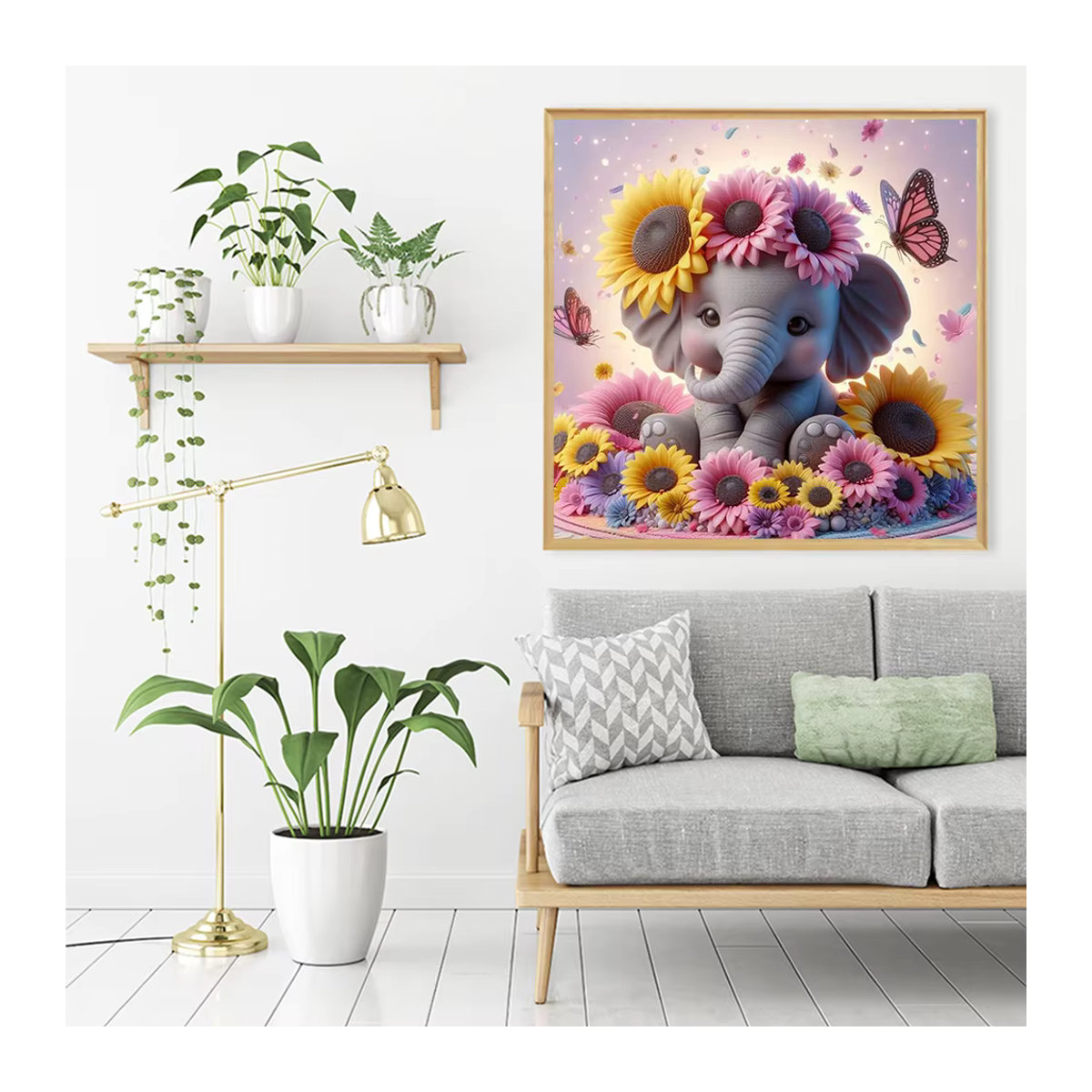 Evershine Diamantmalerei Elefant mit Sonnenblumen als Diamond Painting Set für Kinder in Mehrfarbig - Bild 3