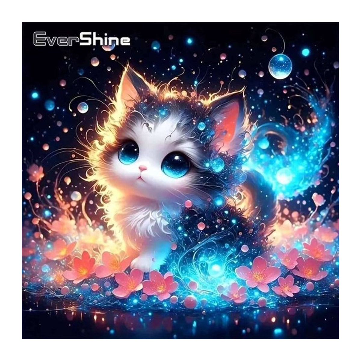 Evershine Diamantmalerei Katze als Rundes Stickerei-Set für die Wanddekoration in Mehrfarbig - Bild 1