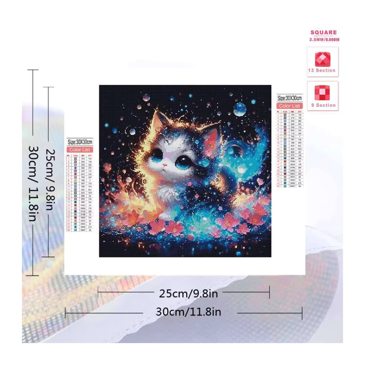 Evershine Diamantmalerei Katze als Rundes Stickerei-Set für die Wanddekoration in Mehrfarbig - Bild 2