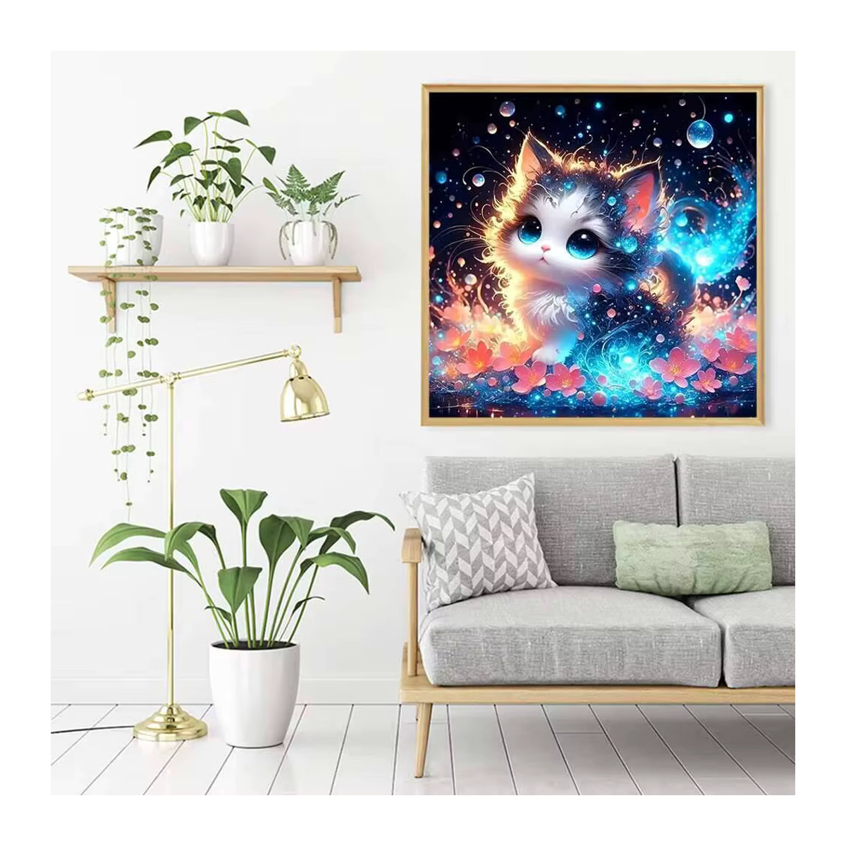 Evershine Diamantmalerei Katze als Rundes Stickerei-Set für die Wanddekoration in Mehrfarbig - Bild 3