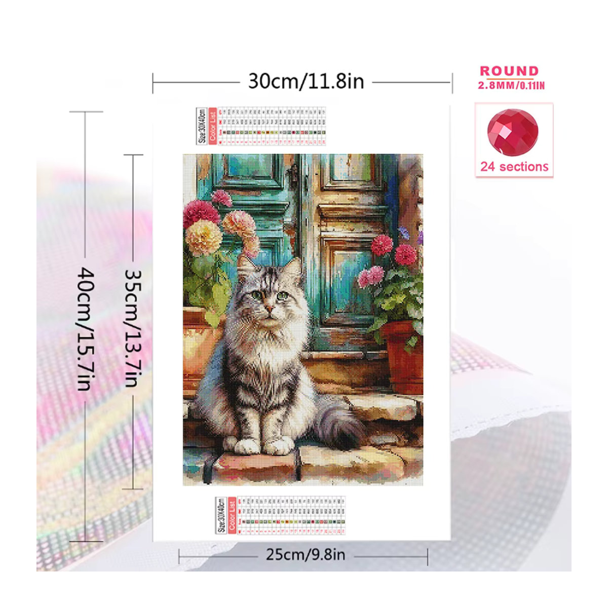 Evershine Diamantmalerei Katze DIY Mosaik-Strass-Bild in Mehrfarbig - Bild 2
