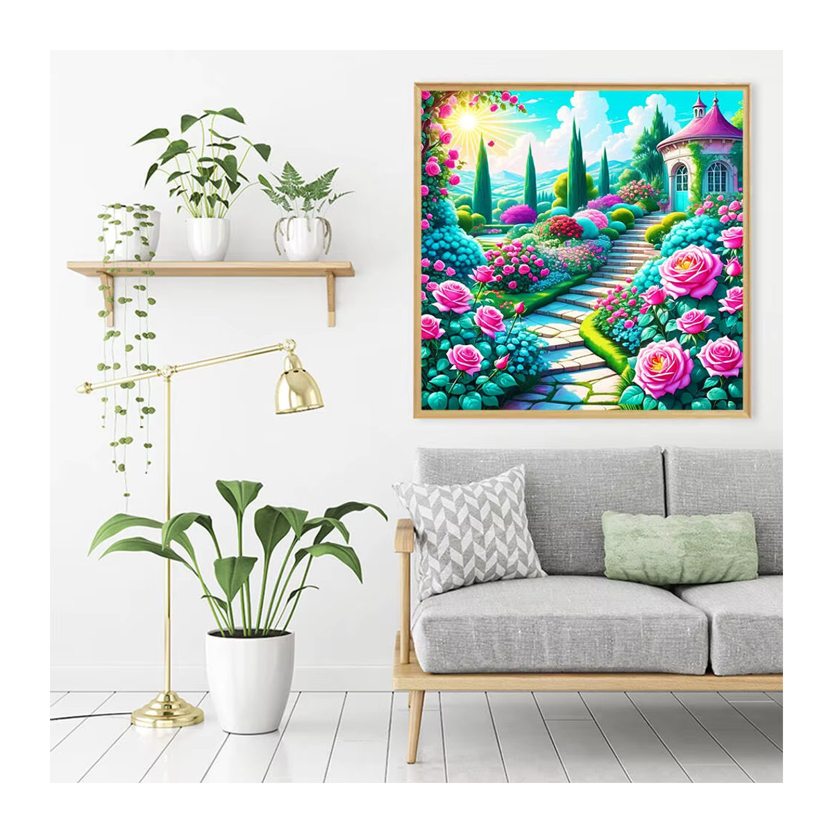 Evershine Diamantmalerei Landschaft und Blumen als Mosaik-Wanddeko in Mehrfarbig - Bild 3