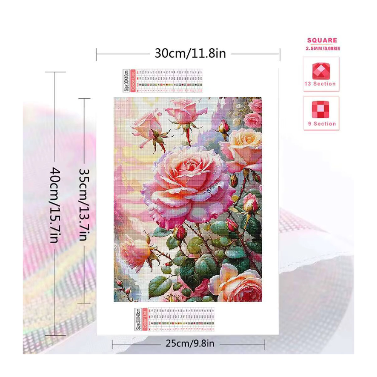 Evershine Diamantmalerei Rose in Rosa als handgemachtes Blumen-Mosaik-Stickerei-Set - Bild 2