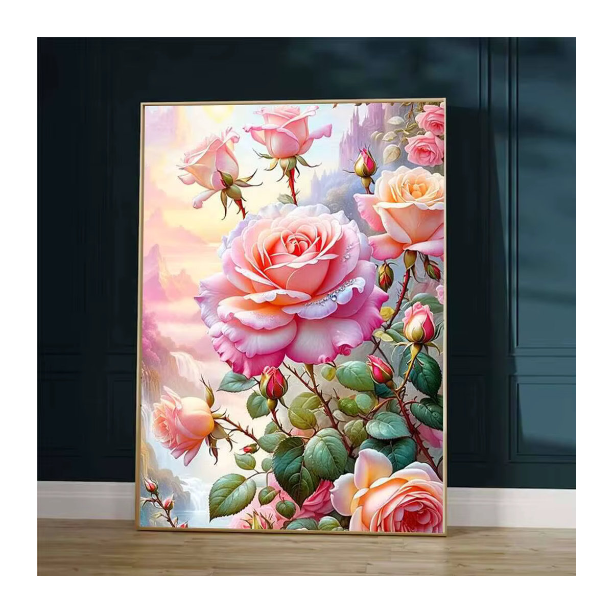 Evershine Diamantmalerei Rose in Rosa als handgemachtes Blumen-Mosaik-Stickerei-Set - Bild 3