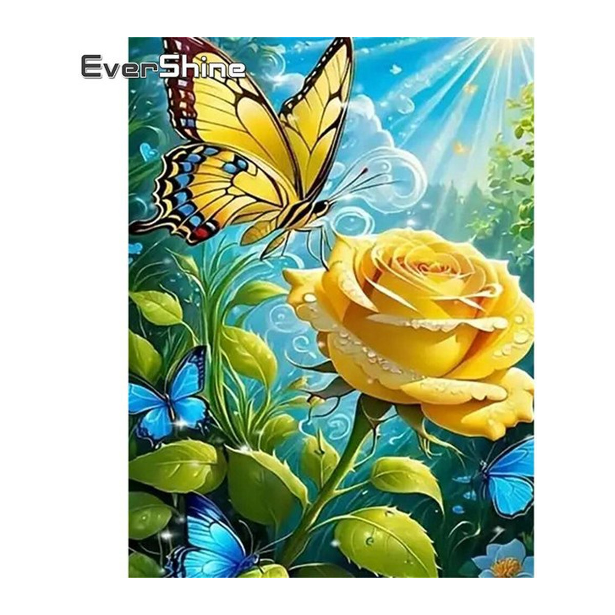 Evershine Diamantmalerei Rose und Schmetterling DIY Diamant Mosaik Set für Anfänger in Mehrfarbig - Bild 1