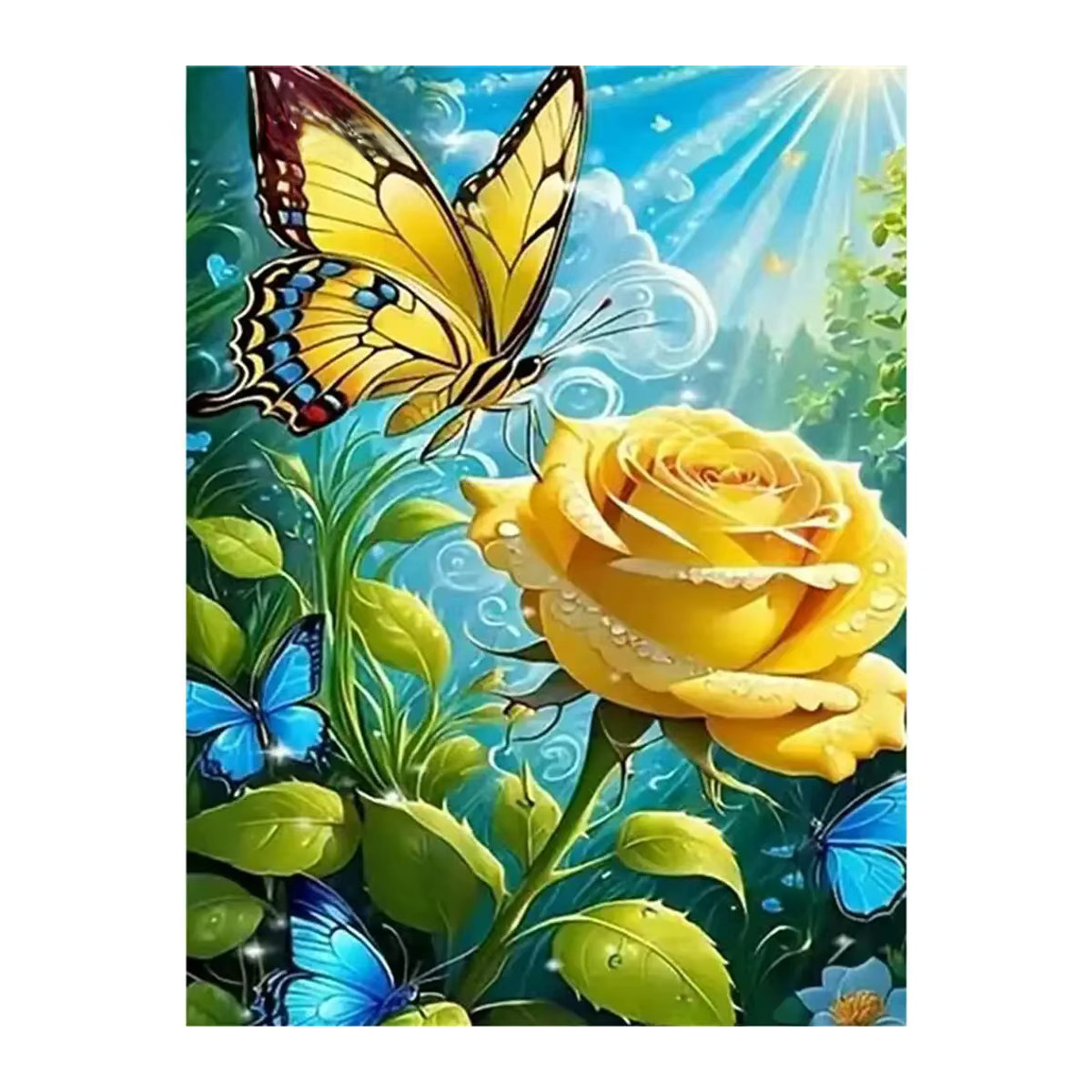 Evershine Diamantmalerei Rose und Schmetterling DIY Diamant Mosaik Set für Anfänger in Mehrfarbig - Bild 5