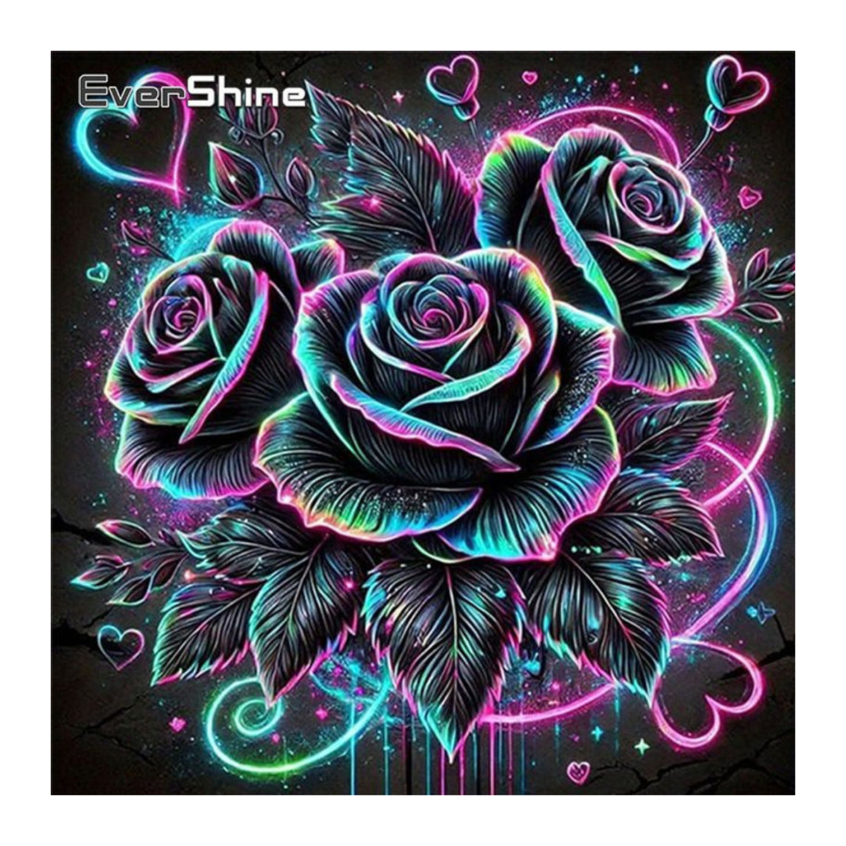EverShine Diamantmalerei Rosenbild mit Strasssteinen als florale Wanddekoration in Mehrfarbig - Bild 1