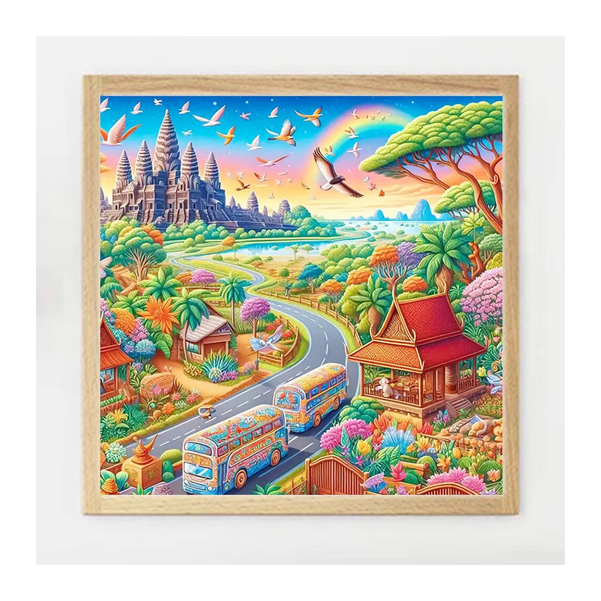 Evershine Diamantmalerei Rundes Mosaik-Bild mit Stadt- und Landschaftsmotiv in Mehrfarbig zur Wandmontage - Bild 4