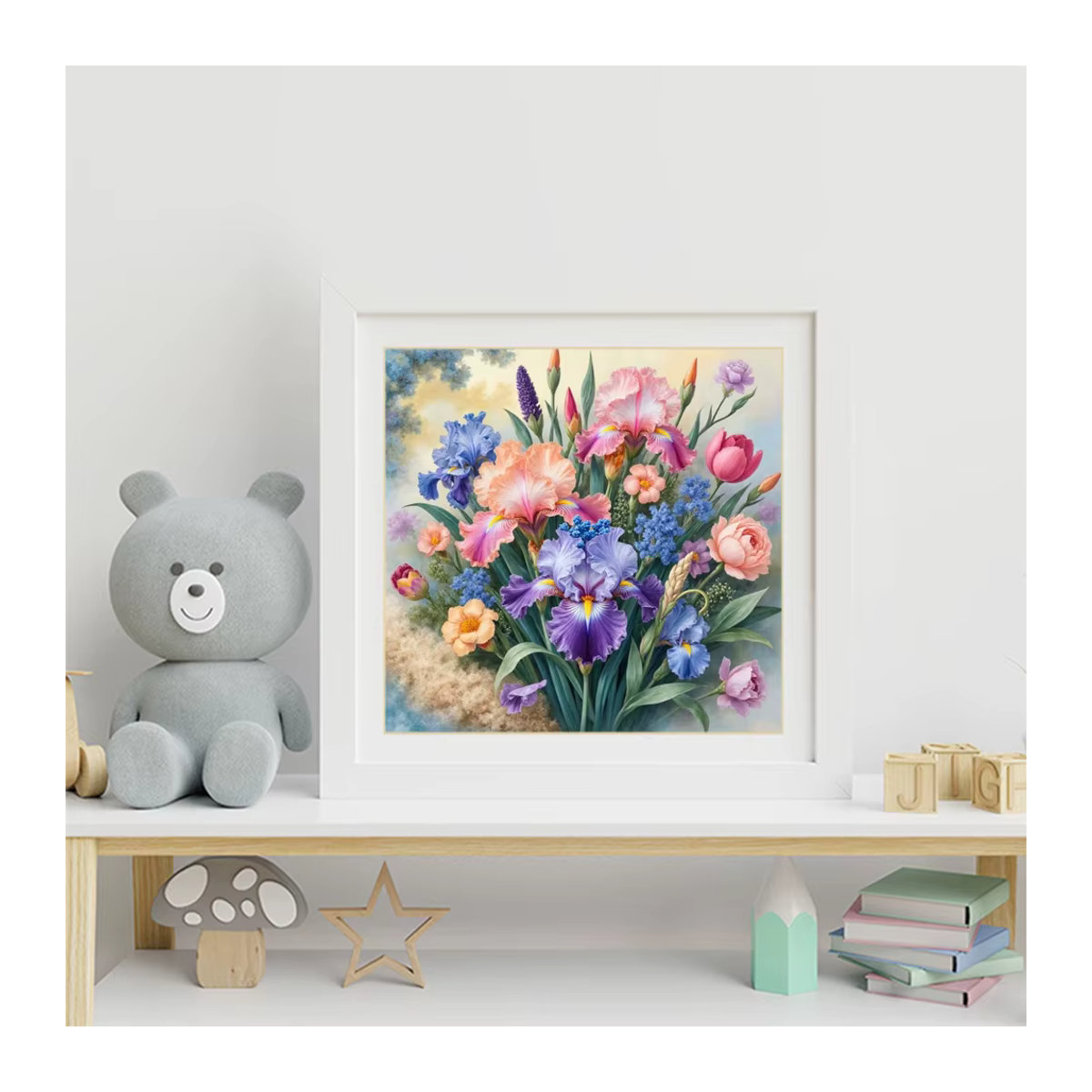 EverShine Diamantmalerei Set Iris-Blume als DIY Mosaik-Bild in Rund und Vollquadratisch, Mehrfarbig - Bild 3