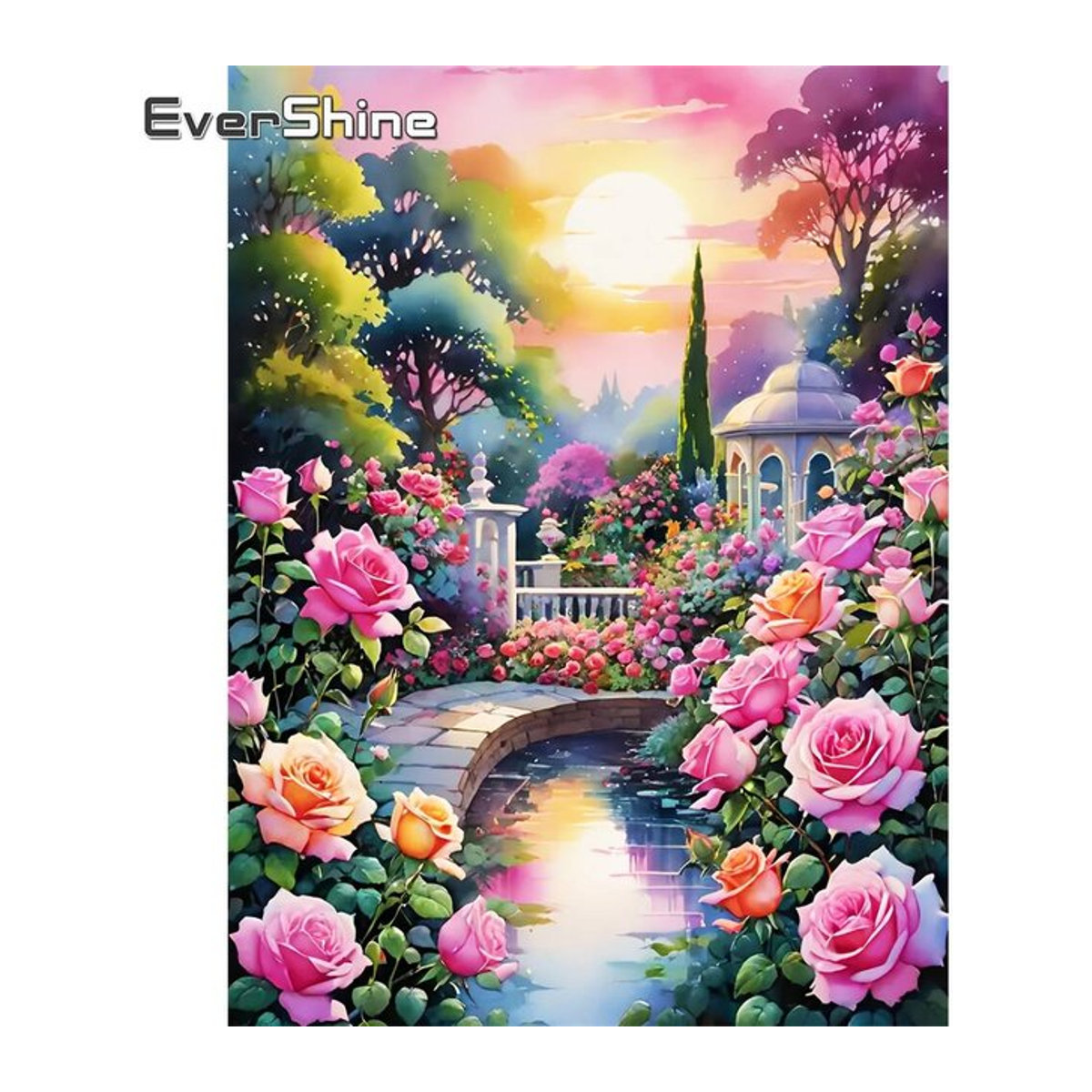 Evershine Diamantmalerei Set Rose Gartenlandschaft als Mosaik-Bastelset für Erwachsene und Kinder in Mehrfarbig - Bild 1