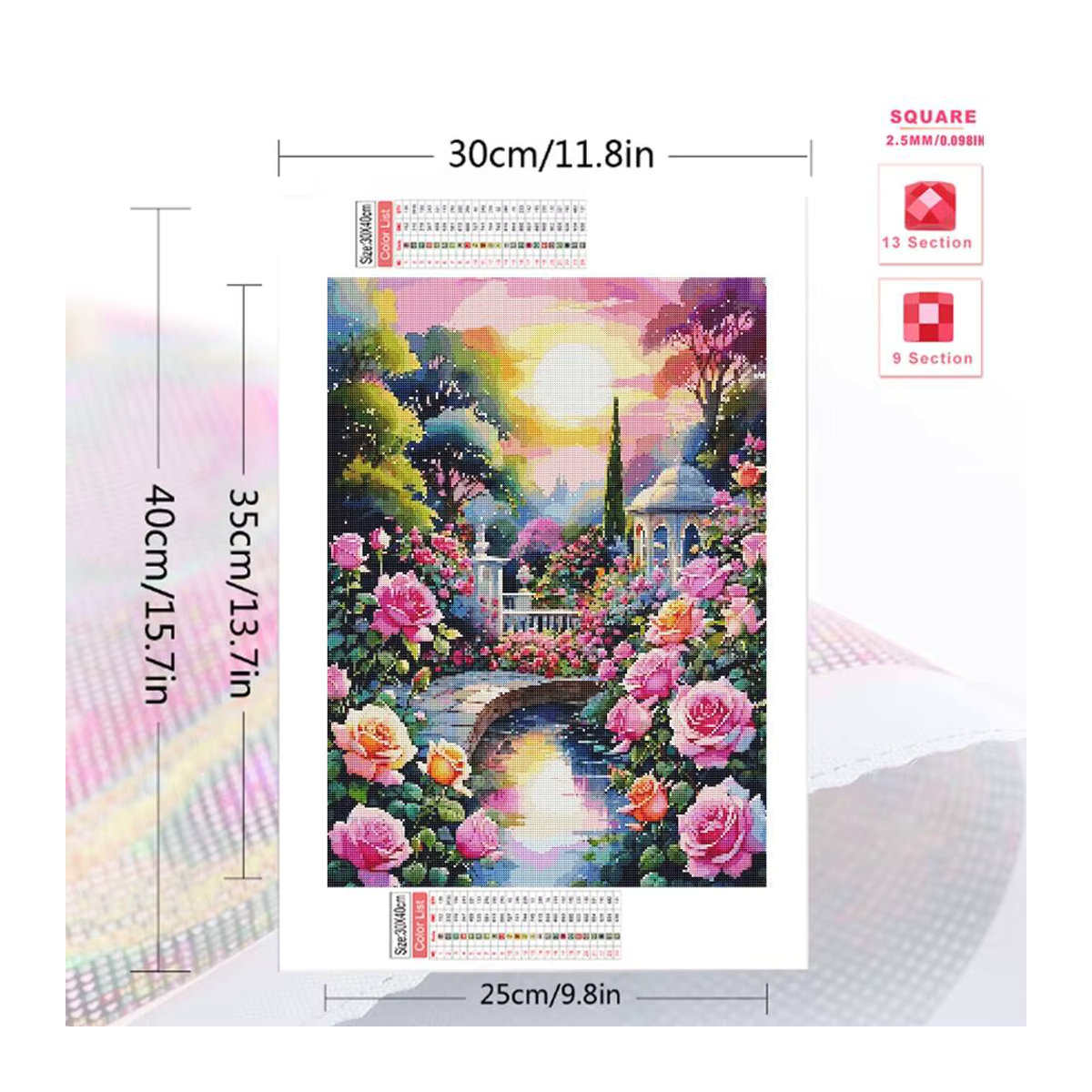 Evershine Diamantmalerei Set Rose Gartenlandschaft als Mosaik-Bastelset für Erwachsene und Kinder in Mehrfarbig - Bild 2