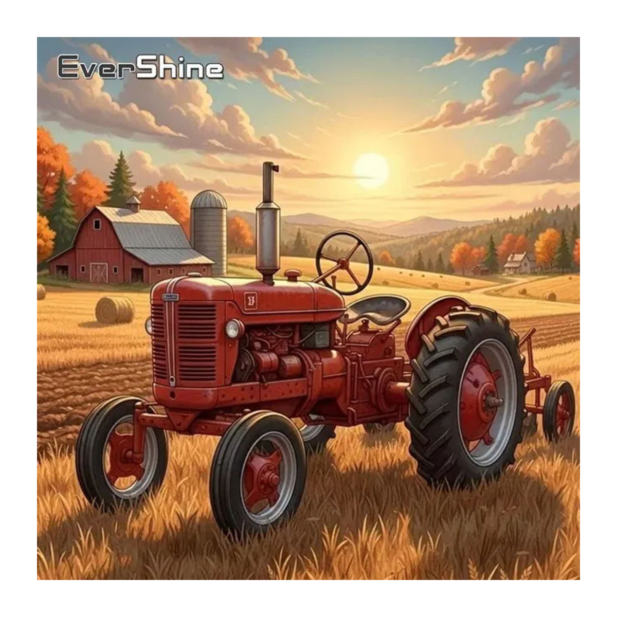 EverShine Diamantmalerei Traktor Landschaft DIY Mosaik Set mit runden Steinen in Mehrfarbig - Bild 1