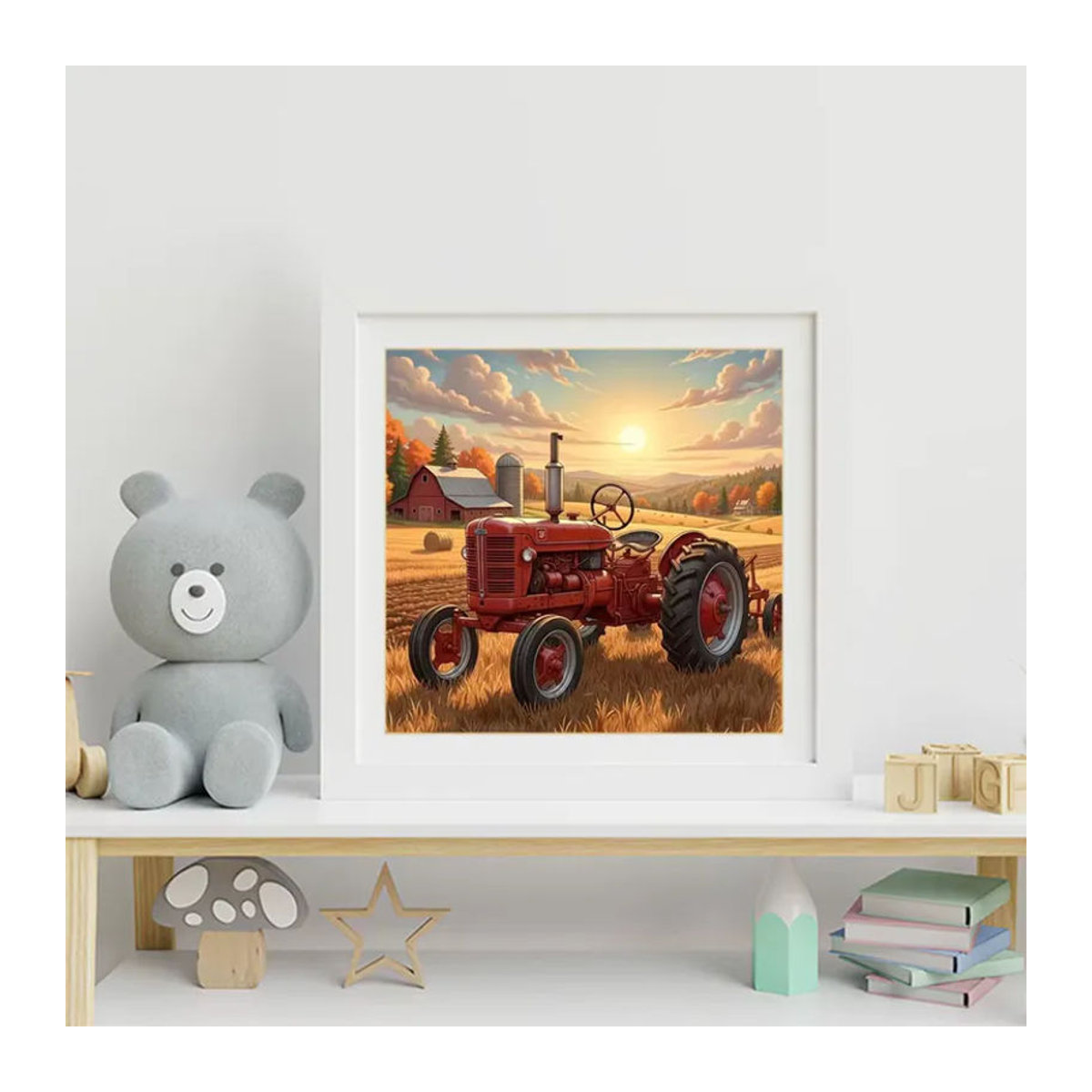 EverShine Diamantmalerei Traktor Landschaft DIY Mosaik Set mit runden Steinen in Mehrfarbig - Bild 3
