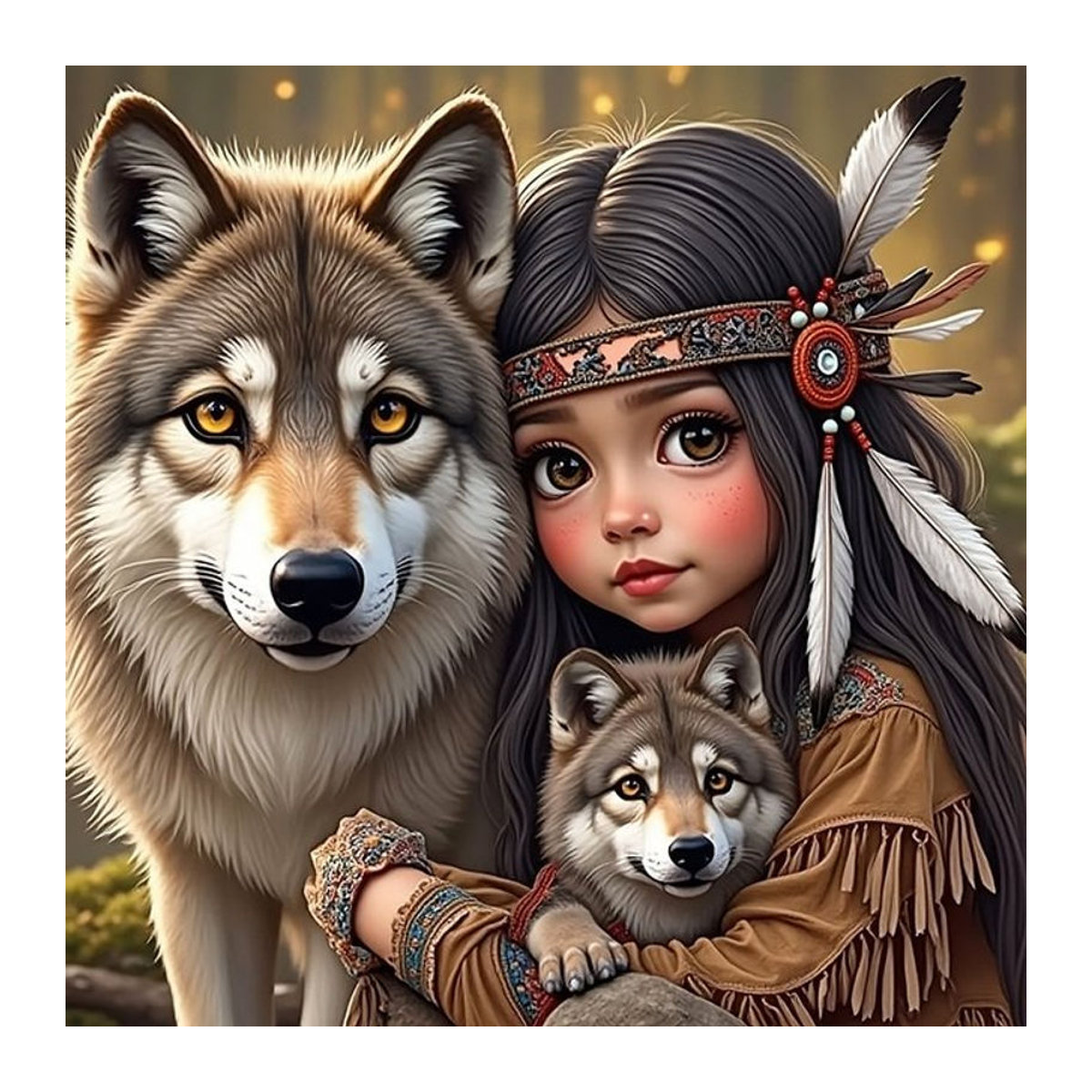 EverShine Diamantmalerei Wolf Tier DIY Mosaik Porträt mit Rundbohrern in Mehrfarbig für die Wanddekoration - Bild 1