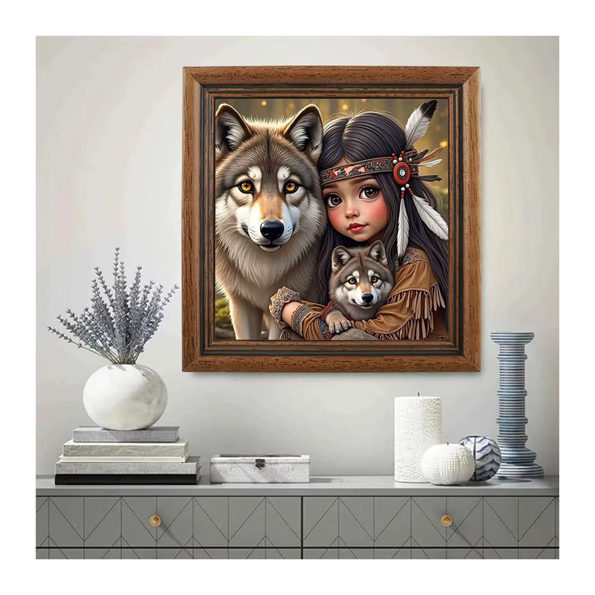 EverShine Diamantmalerei Wolf Tier DIY Mosaik Porträt mit Rundbohrern in Mehrfarbig für die Wanddekoration - Bild 3