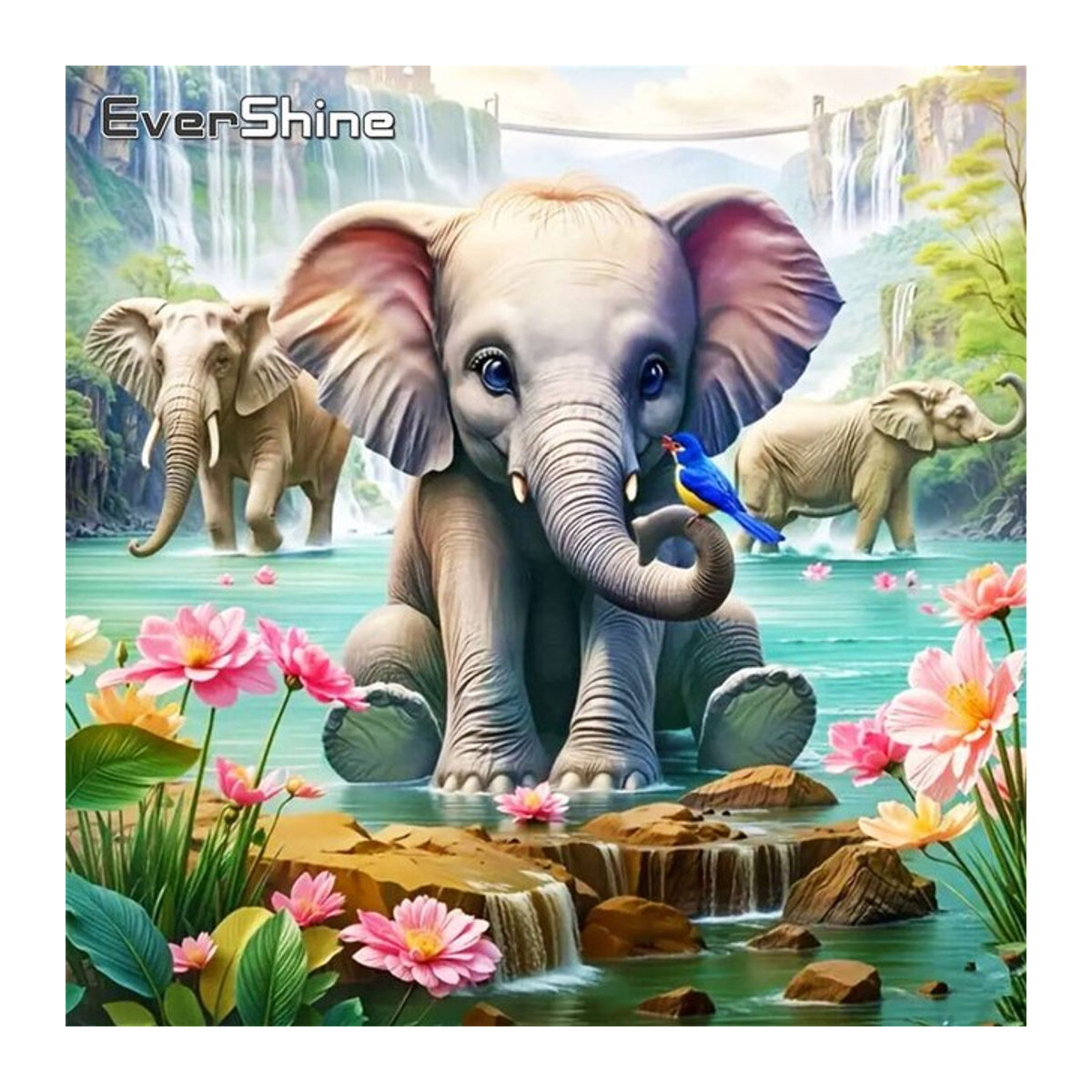 Evershine Diamantmosaik Elefant DIY Malerei Set für Anfänger in Mehrfarbig - Bild 1