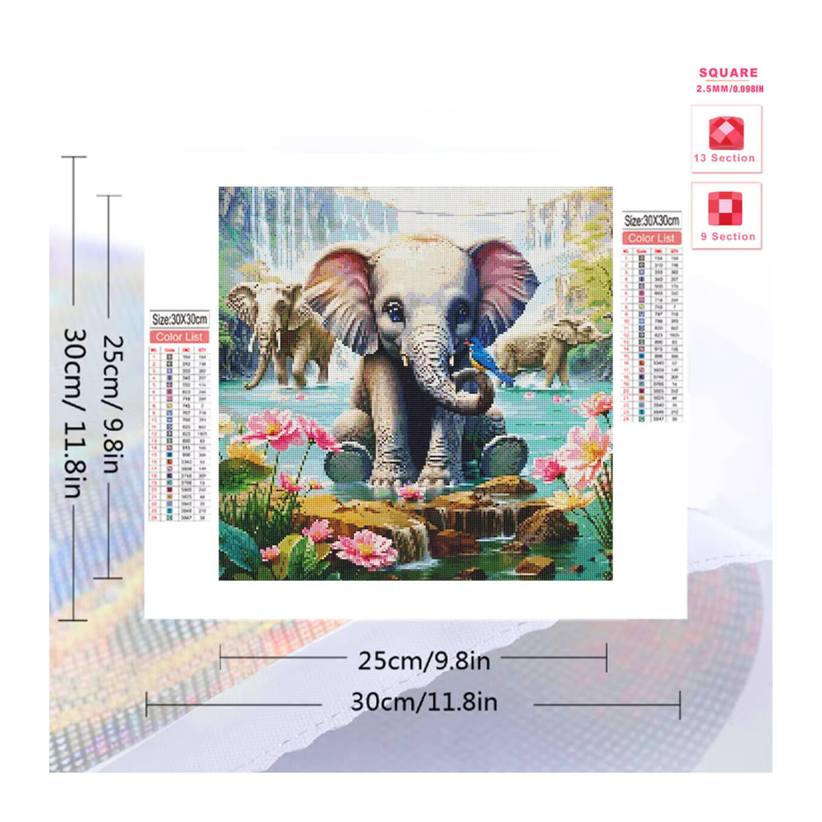 Evershine Diamantmosaik Elefant DIY Malerei Set für Anfänger in Mehrfarbig - Bild 2