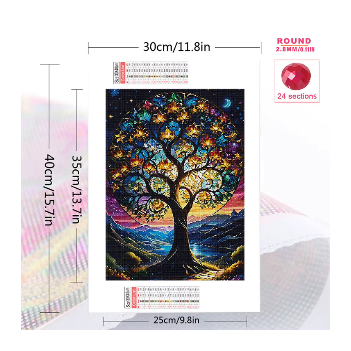 Evershine Diamond Painting Set mit Baum-Landschaftsmuster, abstrakte Mosaik-Malerei für Erwachsene und Anfänger, mehrfarbig, wandmontiert - Bild 2