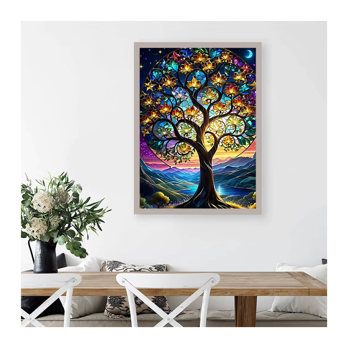 Evershine Diamond Painting Set mit Baum-Landschaftsmuster, abstrakte Mosaik-Malerei für Erwachsene und Anfänger, mehrfarbig, wandmontiert - Bild 3